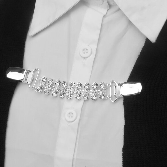 Diamond Sweater Clip NEW Pin Jacket Dress Cinch Cardigan Scarf Blouse Cape - Picture 2 of 4